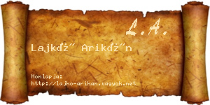 Lajkó Arikán névjegykártya